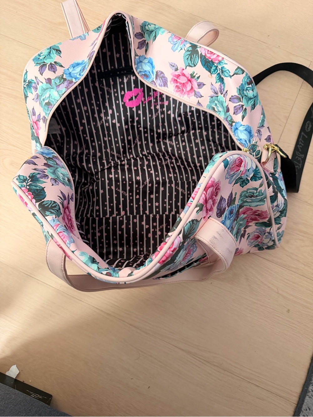 Floral Pink Tote Bag with Rose Print Betsey Johnson